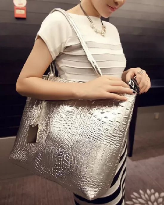 Original Solid Color Shiny Tote Bag