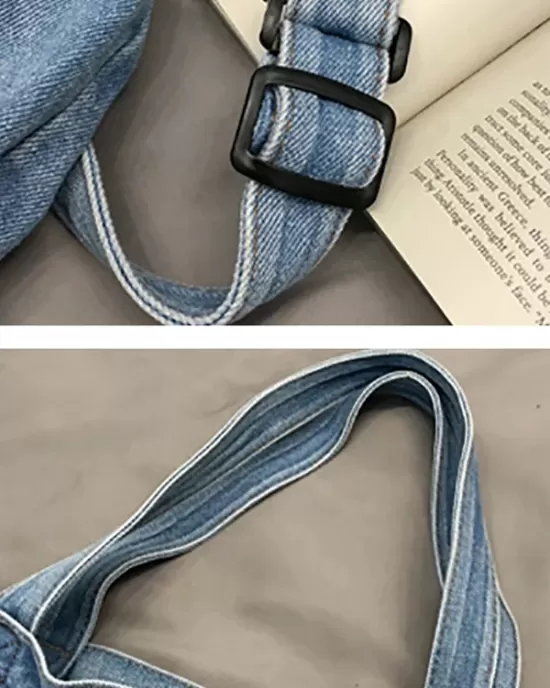 Casual Denim Split-Joint Solid Color Bags Accessories