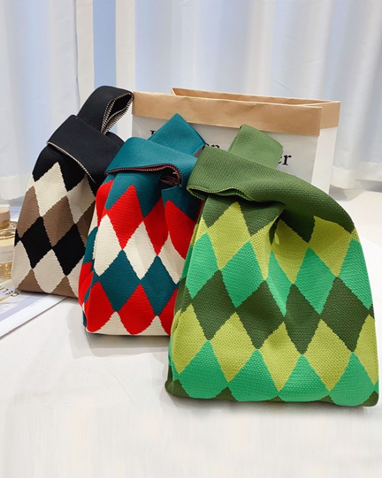 Urban Rhombic Contrast Color Bags Accessories Handbags