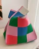 Casual Checkerboard Contrast Color Color-Block Bags Accessories Handbags