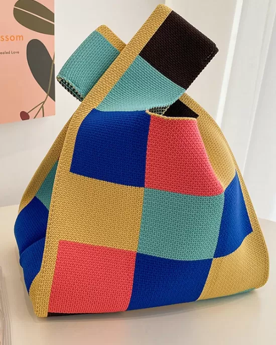 Casual Checkerboard Contrast Color Color-Block Bags Accessories Handbags