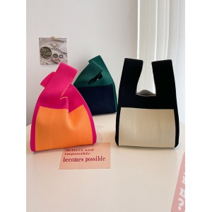 Simple Knitting Contrast Color Color-Block Bags Accessories Handbags