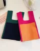 Simple Knitting Contrast Color Color-Block Bags Accessories Handbags