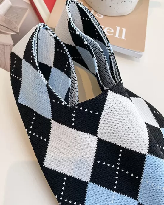 Urban Checkerboard Contrast Color Color-Block Bags Accessories Handbags