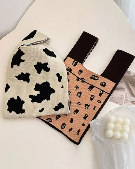 Urban Knitting Cow Pattern Bags Accessories Handbags