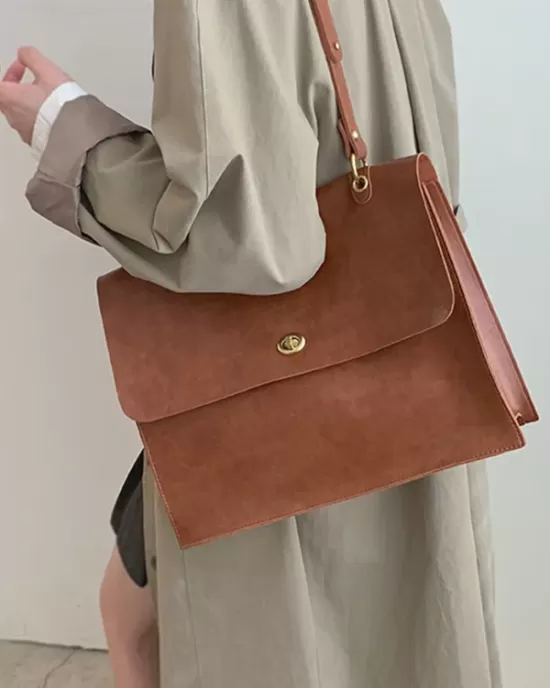 Vintage Solid Color PU Tote Bags Accessories