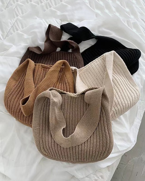 Simple Solid Color Chic Knitting Bags Accessories