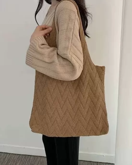 Casual Weave Solid Color Bags Accessories