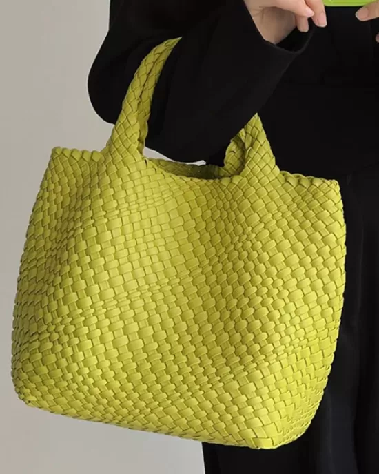 Solid Color Woven Tote Handbags Bags