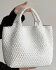 Solid Color Woven Tote Handbags Bags