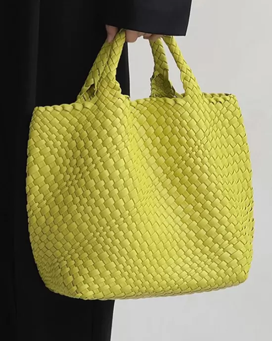 Solid Color Woven Tote Handbags Bags