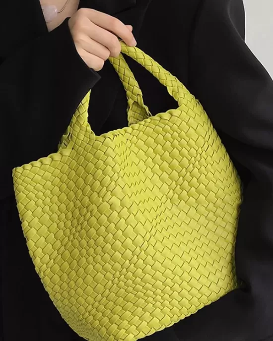 Solid Color Woven Tote Handbags Bags