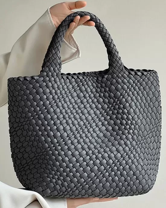 Solid Color Woven Tote Handbags Bags