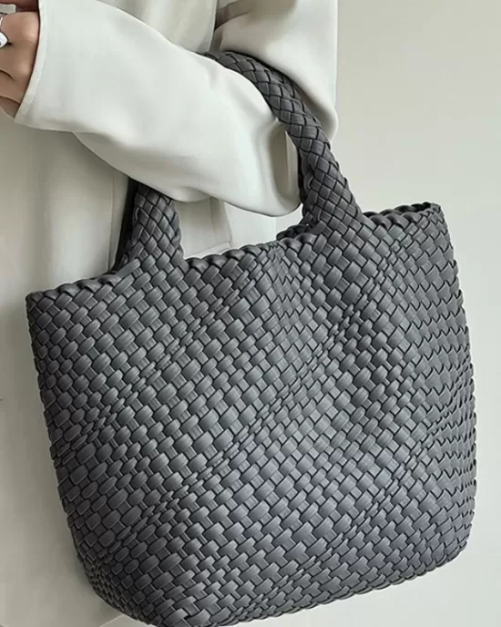 Solid Color Woven Tote Handbags Bags