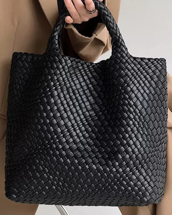 Solid Color Woven Tote Handbags Bags