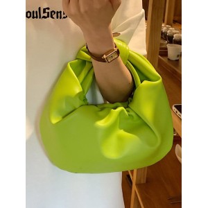 Bowknot Pleated Solid Color Handbags Accessories