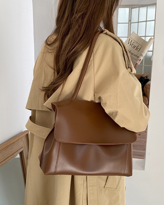 Casual Simple Chic Solid Color Shoulder Bag