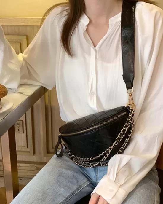 Cool Chic Chains Zipper Sling Bag