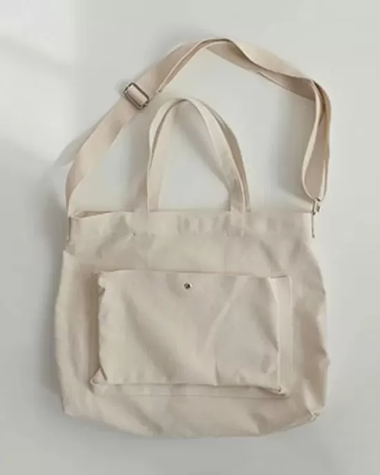 Simple Casual Solid Color Canvas Sling Bag