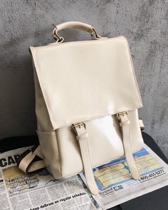 Simple Vintage Solid Color Backpack