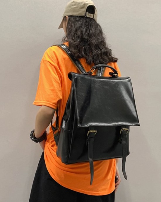 Simple Vintage Solid Color Backpack