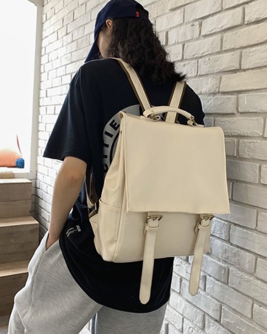 Simple Vintage Solid Color Backpack