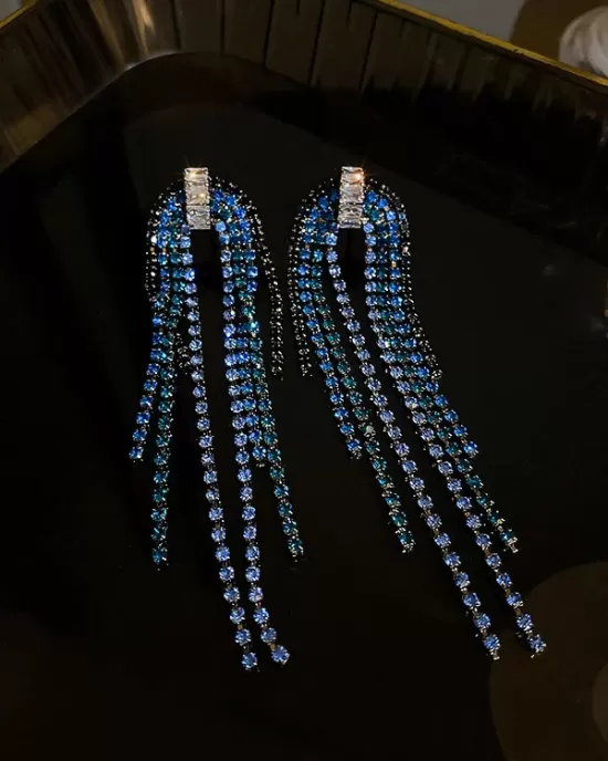 Urban Blue Tasseled Earring