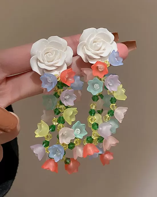 Statement Multi-Colored Floral Earrings Accessories