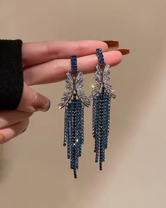 Urban Blue Tasseled Earring