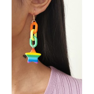 Stylish Street Shooting Rainbow Stars Acrylic Earrings