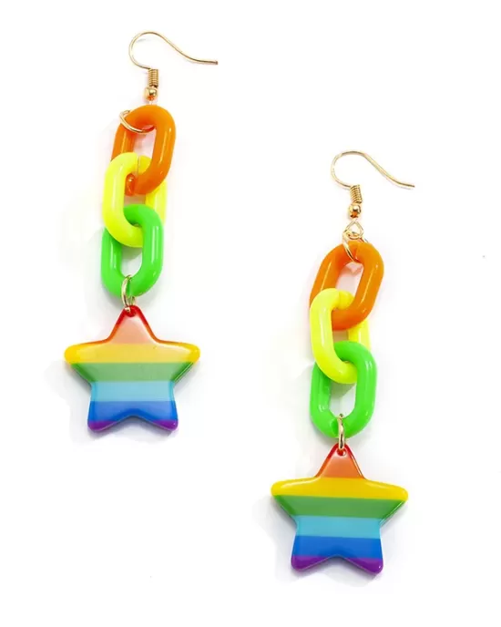 Stylish Street Shooting Rainbow Stars Acrylic Earrings