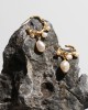 Gold Foil French Baroque Vintage Natural Pearl Earrings