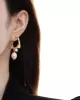 Gold Foil French Baroque Vintage Natural Pearl Earrings