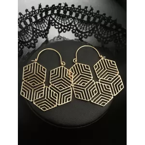 Fashionable Simple Hollow Irregular Geometric Rhombus Alloy Earrings