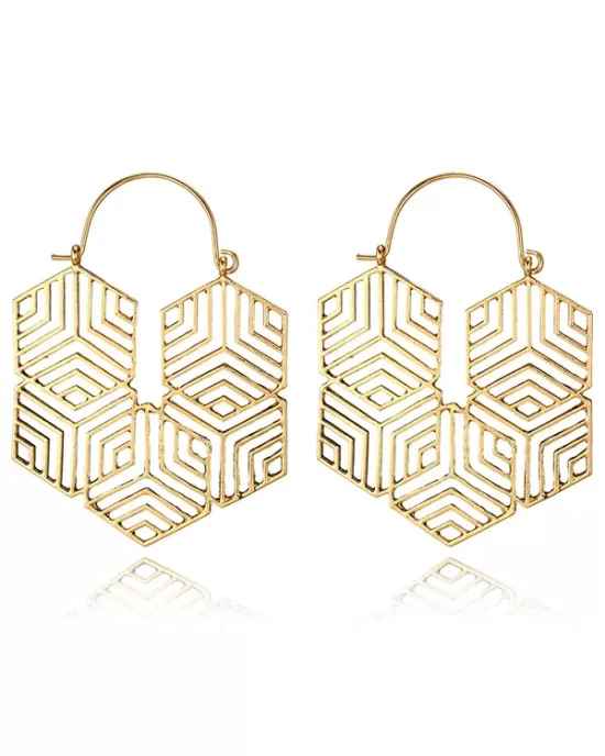 Fashionable Simple Hollow Irregular Geometric Rhombus Alloy Earrings