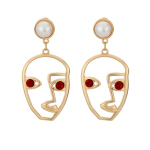 Fashion Creative Face Beaded Decorate Hollow Earrings