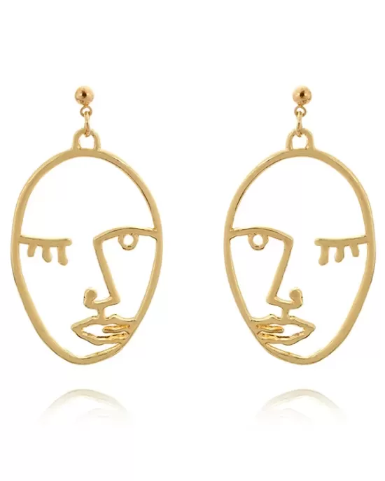 Fashion Creative Face Beaded Decorate Hollow Earrings