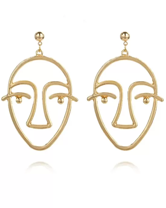 Fashion Creative Face Beaded Decorate Hollow Earrings