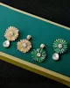 Original Vintage Asymmetric Floral Earrings Accessories