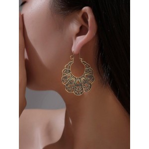 Vintage Geometric Openwork Flower Earrings