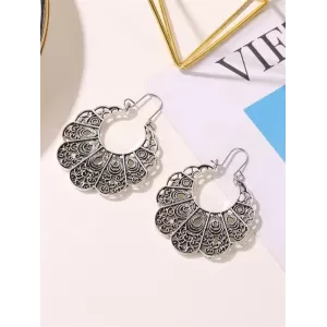 Vintage Geometric Openwork Flower Earrings