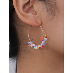 Retro Ethnic Style Beads Decorate Flower Earrings