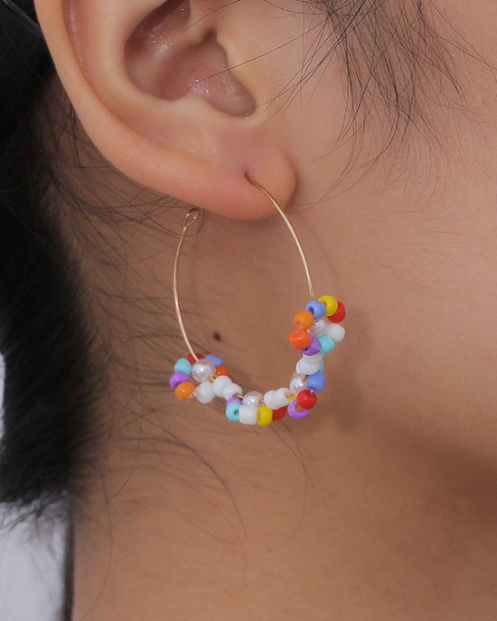 Retro Ethnic Style Beads Decorate Flower Earrings