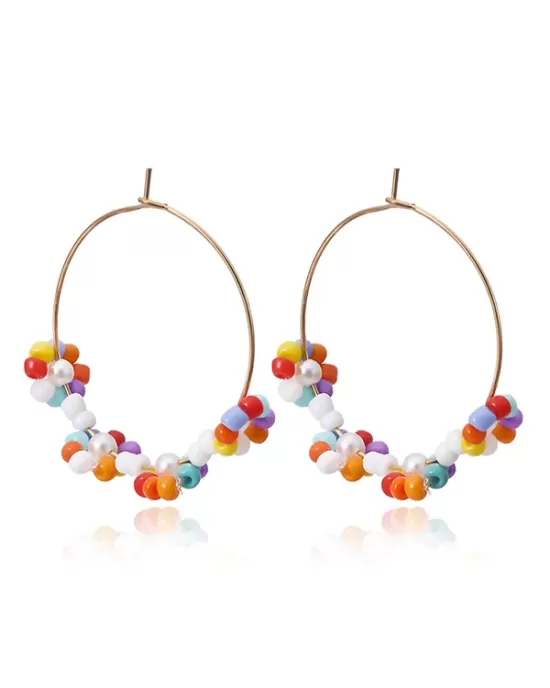 Retro Ethnic Style Beads Decorate Flower Earrings