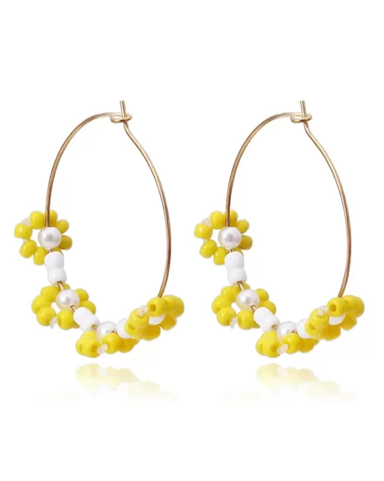 Retro Ethnic Style Beads Decorate Flower Earrings