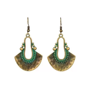 Vintage Fan-Shaped Hollow Turquoise Earrings