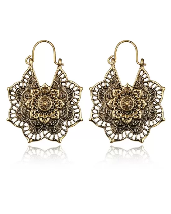 Vintage Hollow Alloy Flower Earring Accessories