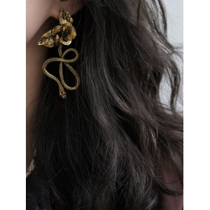 Vintage Snake Shape Flower Shape Earrings Accessories