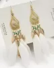 National Original Feather Tassels Beads 6 Colors Earrings