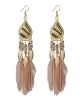 National Original Feather Tassels Beads 6 Colors Earrings